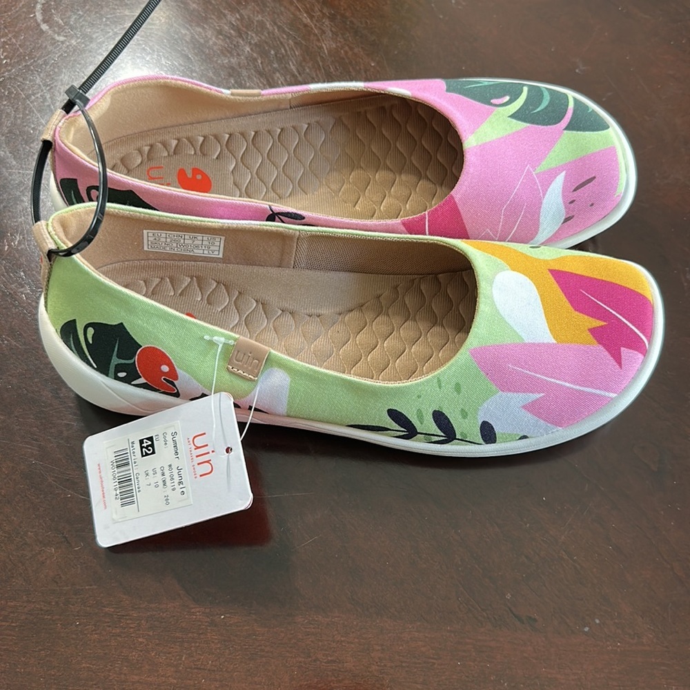 Women's Ballet Flats Floral Lightweight Slip On Comfort Round Toe Shoes - Picture 9 of 14